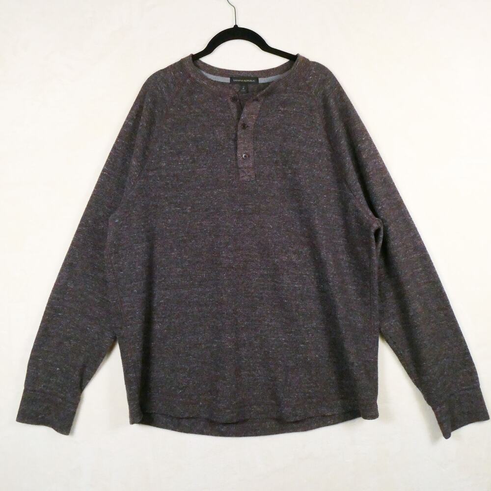 Banana Republic Brown Long Sleeve Henley Sweater Size XL Tall XLT 3 Button Shirt